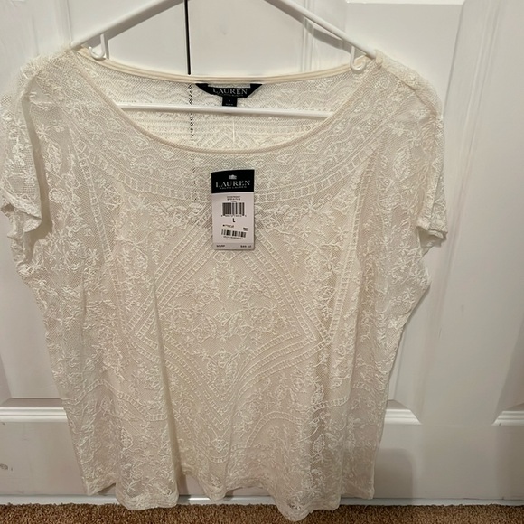 Lauren Ralph Lauren Tops - BNWT Ralph Lauren cream top with lace overlay and built in tank